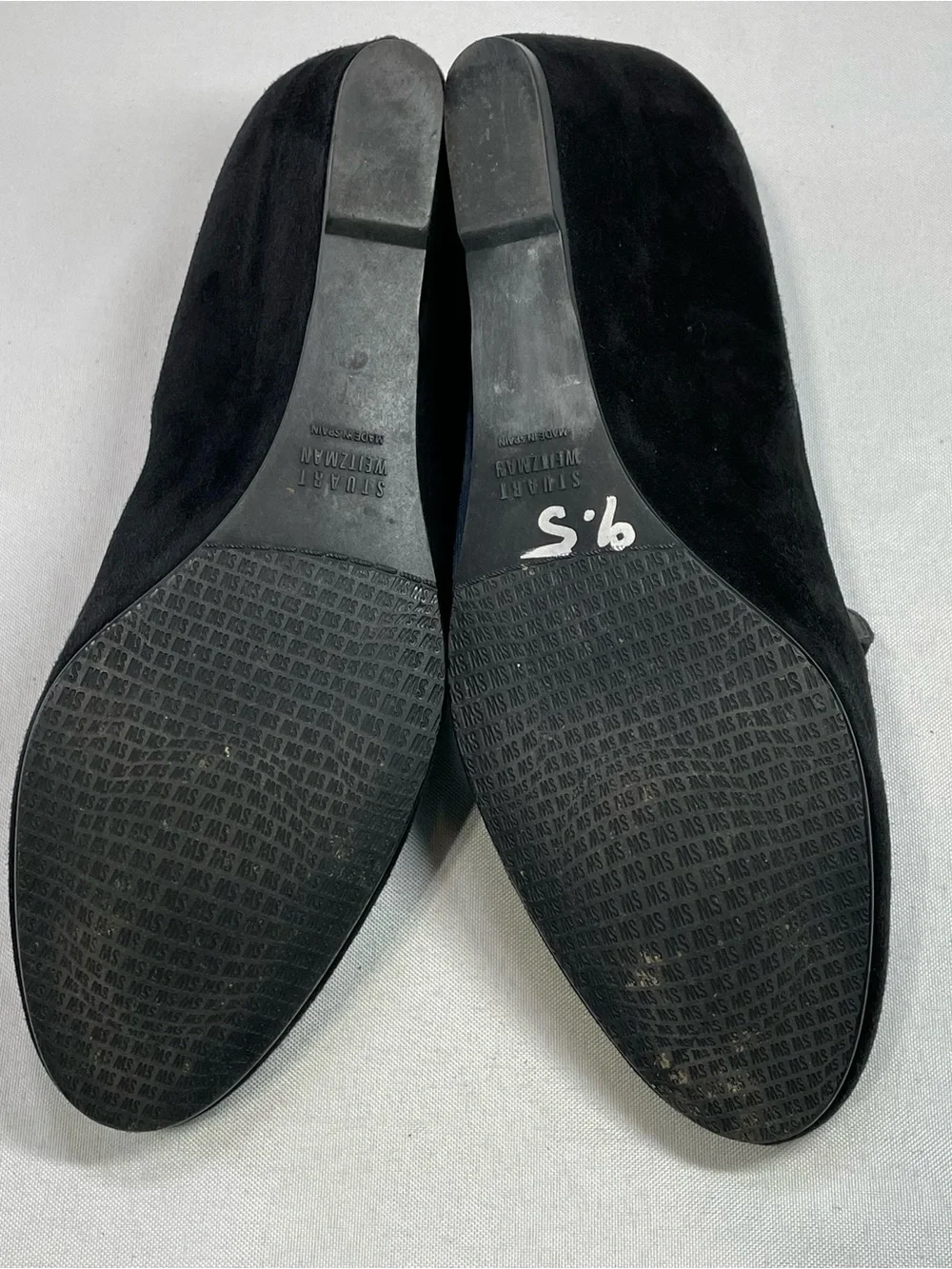 VTG STUART WEITZMAN Black Suede Wedge Loafers Office Siren Whimsigoth Size 9.5 - Picture 10 of 13